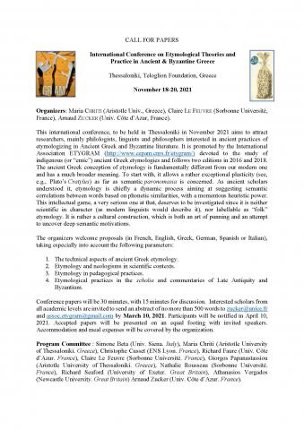 CfP Etygr 2021